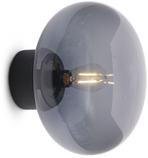 New Works Karl-Johan wall lamp black, spherical, max. 7 watts 23x18x23 cm Smoked Glass (20321) (003)