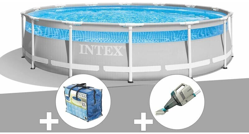 Intex Prism Frame Clearview ronde 427 x 107 cm (bâche à bulles, aspirateur)