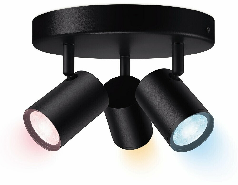 Wiz LED ceiling spotlight RGBW in black 3x 5W 1035lm black