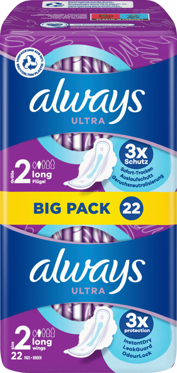 Always UltraBinden Long mit Flügeln BigPack (22 Stk.) ab € 4,99 Preisvergleich bei idealo.at