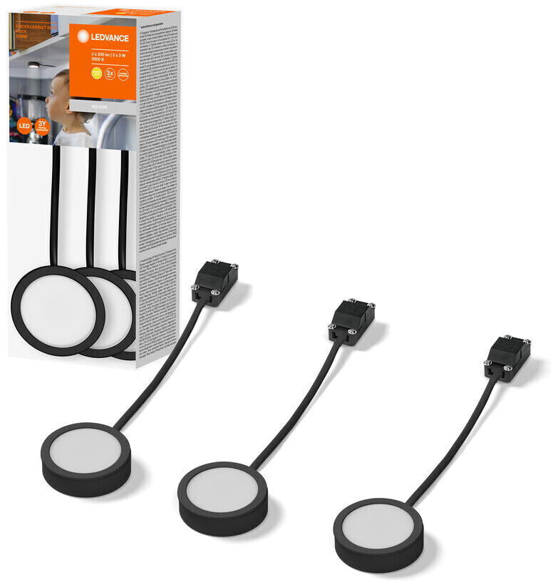 LEDVANCE LED under cabinet light Spot Puck in black 3x 3W 990lm black