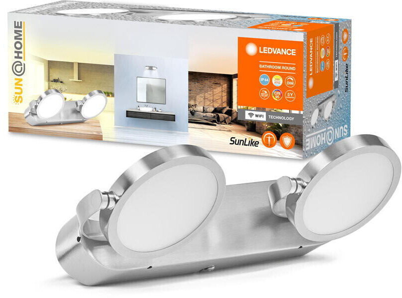 LEDVANCE Smart+ WLAN LED Human Centric Lighting technology Bathroom mirror light in silver 2x 7W 1040lm IP44 silver