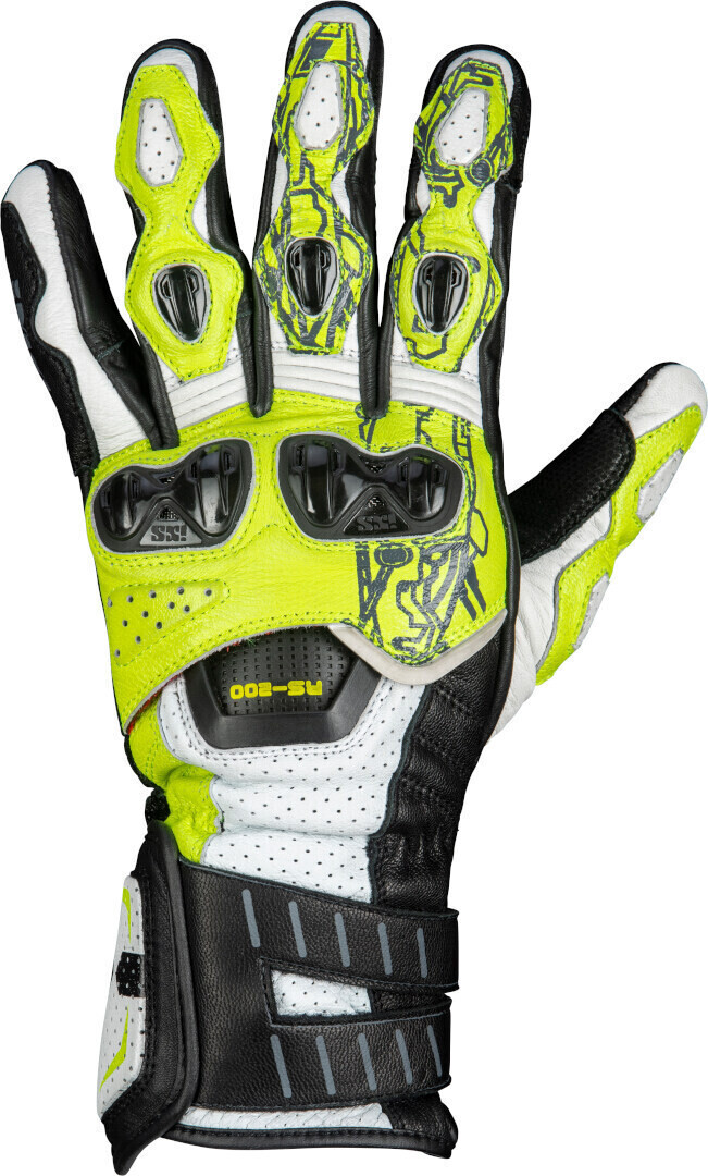 Photos - Motorcycle Gloves IXS RS-200 3.0 black-white-yellow 