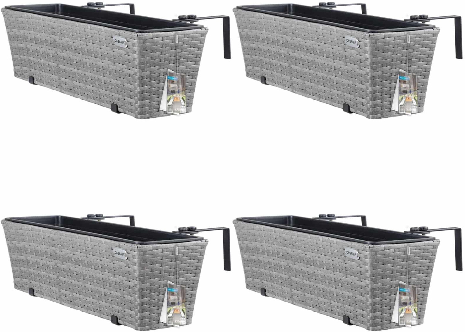 Casaria Polyrattan Flower Boxes 4 pcs. Grey