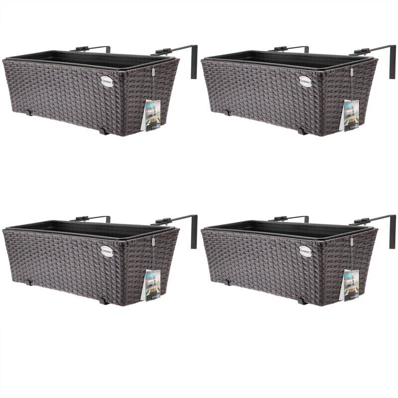 Casaria Polyrattan Flower Boxes 4 pcs. brown