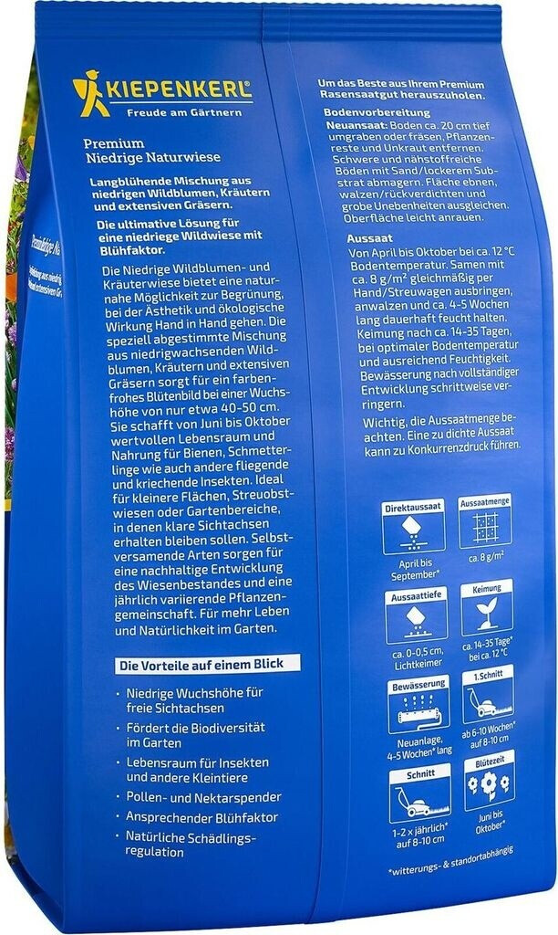 Kiepenkerl Kiepenkerl Nature Niedrige Wildblumen- und Kräuterwiese 250 g 30 m² (663800) - back view