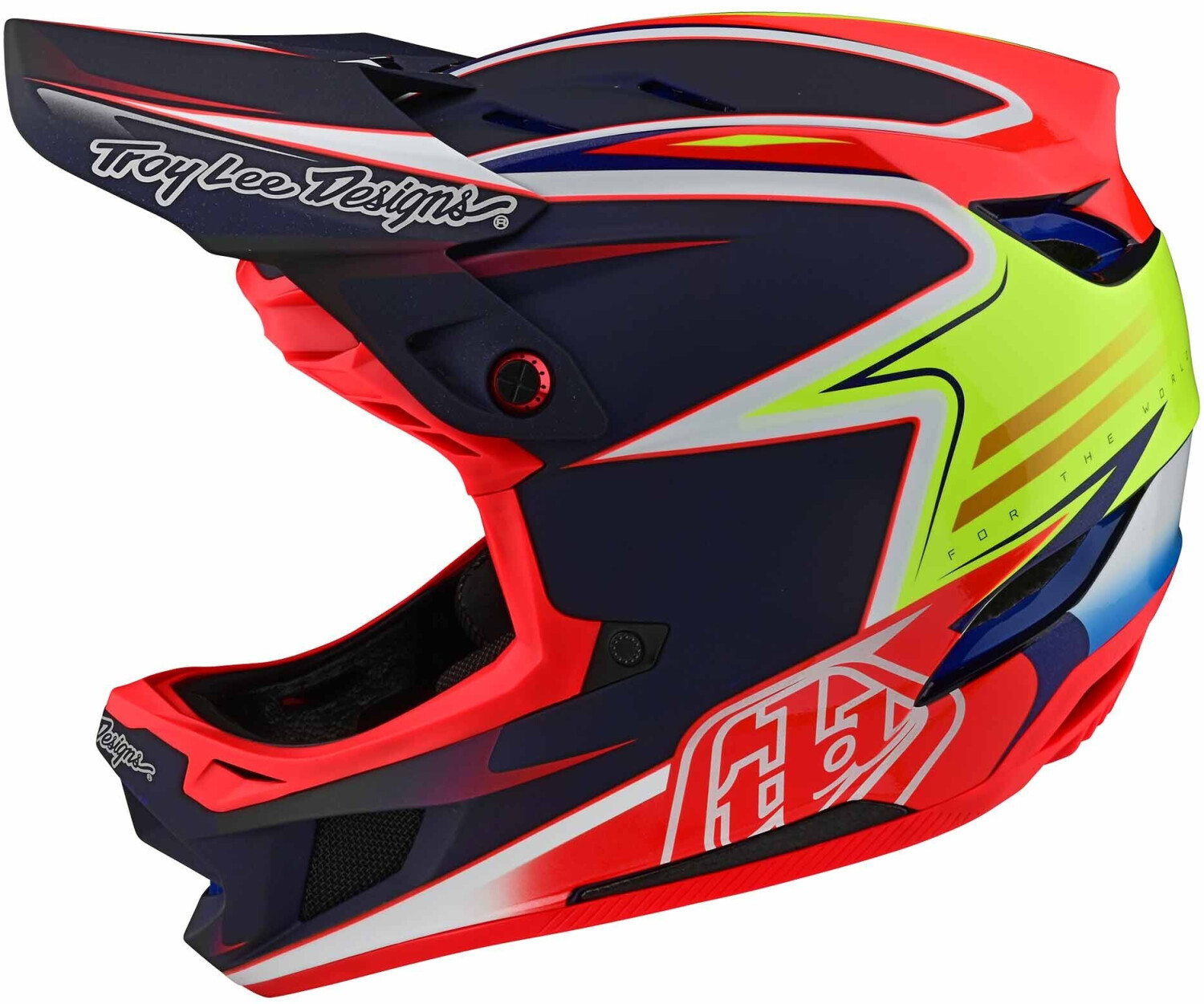 Photos - Bike Helmet TLD Troy Lee Designs Troy Lee Designs D4 Carbon Downhill Yellow/red/blue 