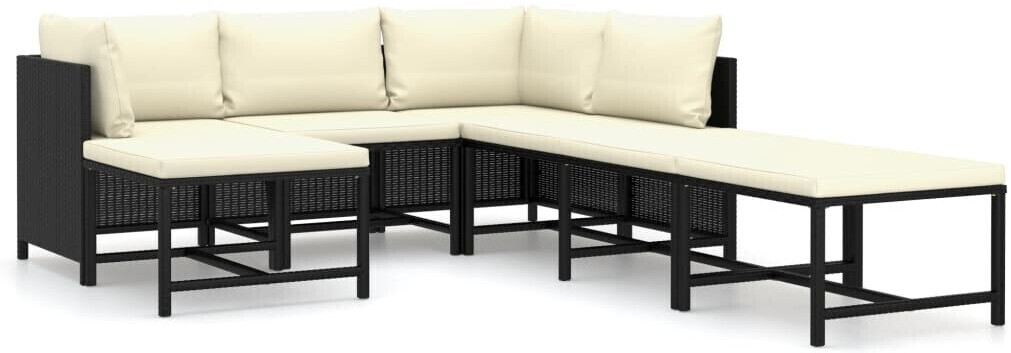 vidaXL Salon de jardin 7 pcs avec coussins résine tressée noir (3059790)
