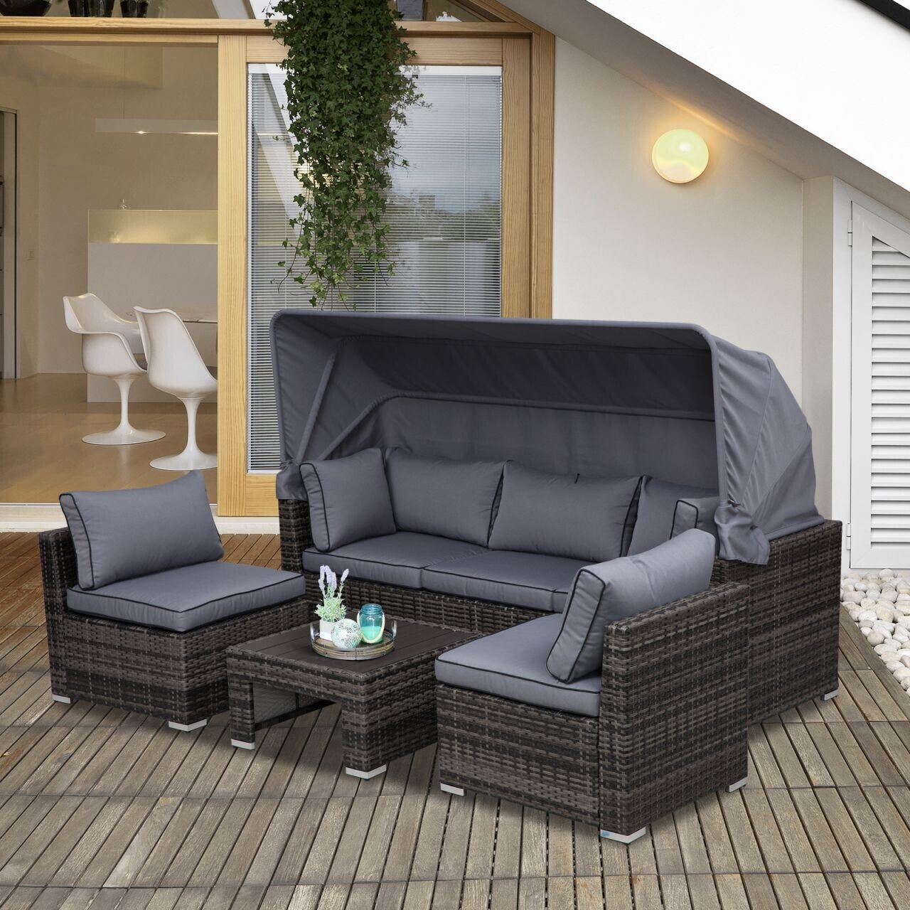 Outsunny Gartenmöbelset 5 Sitzplätze  Metall/PE/Polyester/Baumwolle/Kunststoff grau ab 877,99 € | Preisvergleich  bei
