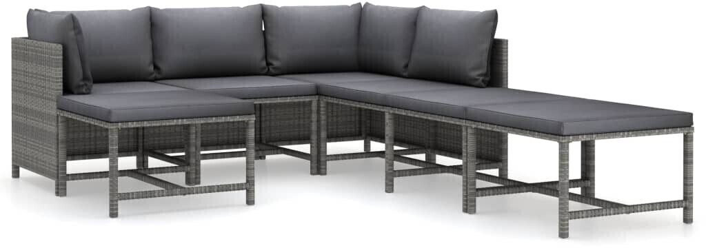 vidaXL Salon de jardin 7 pcs avec coussins résine tressée gris (3059763)