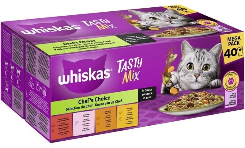 Whiskas TASTY MIX Mega Pack Wet Cat Food Chef's Choice in sauce 40x85g