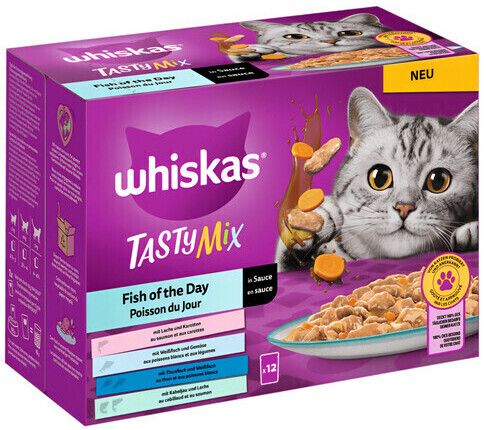 Whiskas TASTY MIX Mega Pack Wet Cat Food Fish of the Day in sauce 12x85g