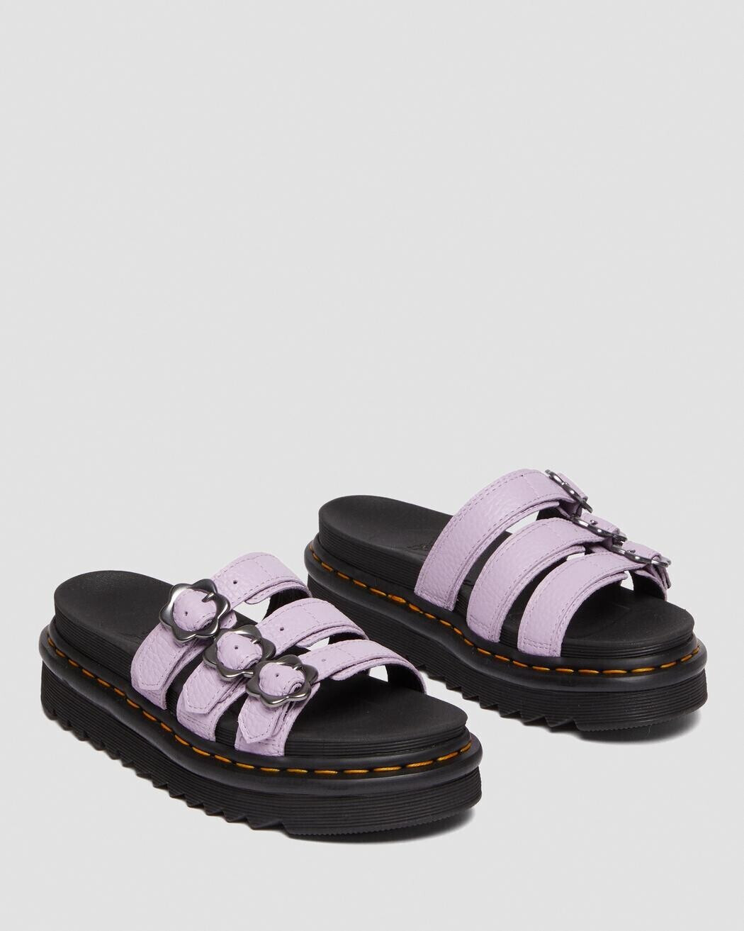 Dr. Martens Blaire Flower Buckle Milled Nappa Slide Sandals