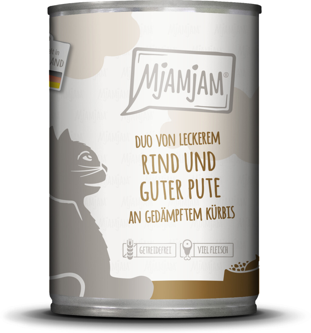 Mjamjam DUO Katze Nassfutter Rind & Pute an gedämpftem Kürbis ab 1,69 ...