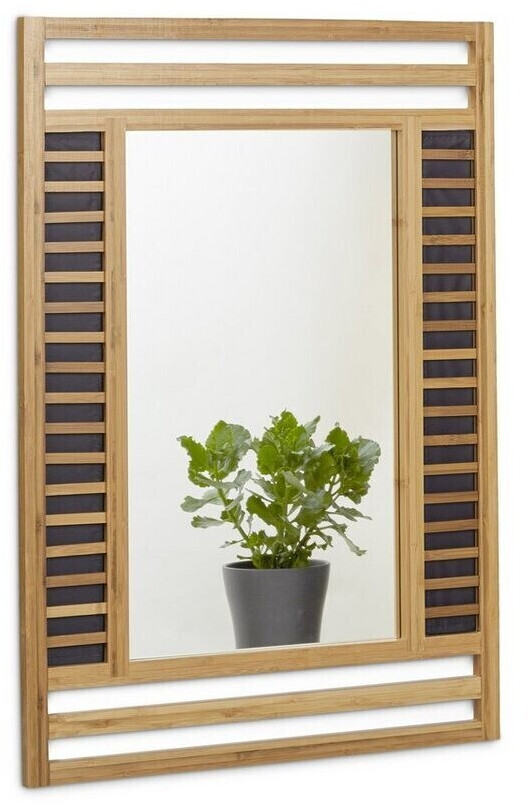 Relaxdays Wall mirror 10020307 modern rectangular natural bamboo frame 70x50cm