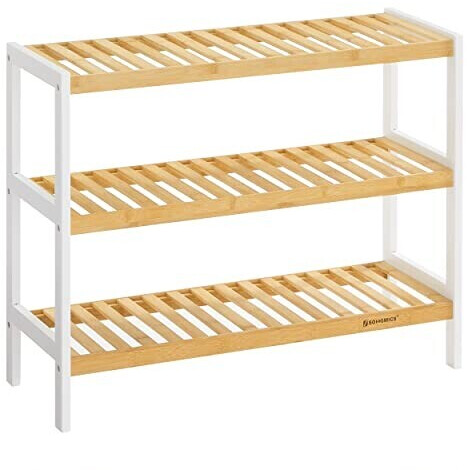 Songmics Shoe rack for 12 pairs, made of bamboo, 70 x 55 x 26cm, 3