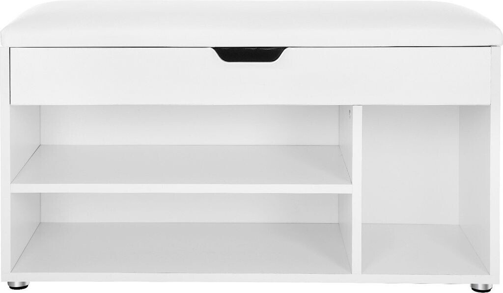 Vasagle Shoe rack for 6 pairs, made of wood, with bench, 80 x 44 x 30cm, 3 compartments, white