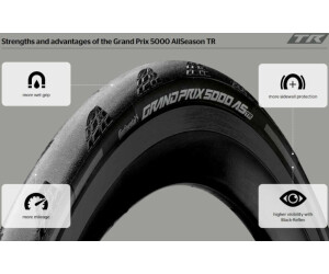 Continental Grand Prix 5000 AllSeason TR, Copertone Bici Da Corsa, Nero/crema, Robusto E Veloce - Foto 3