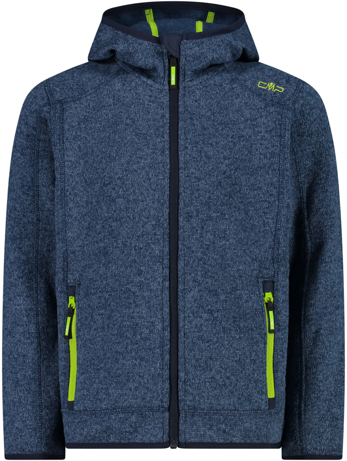CMP Boy Fleece Jacket Fix Hood (3H60844) blue-limegreen au meilleur prix  sur