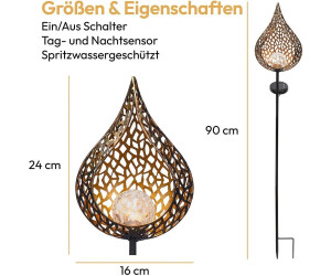 Gadgy Solar Gartenleuchten mit Erdspieß Tropfen 2er Set ab 21,10