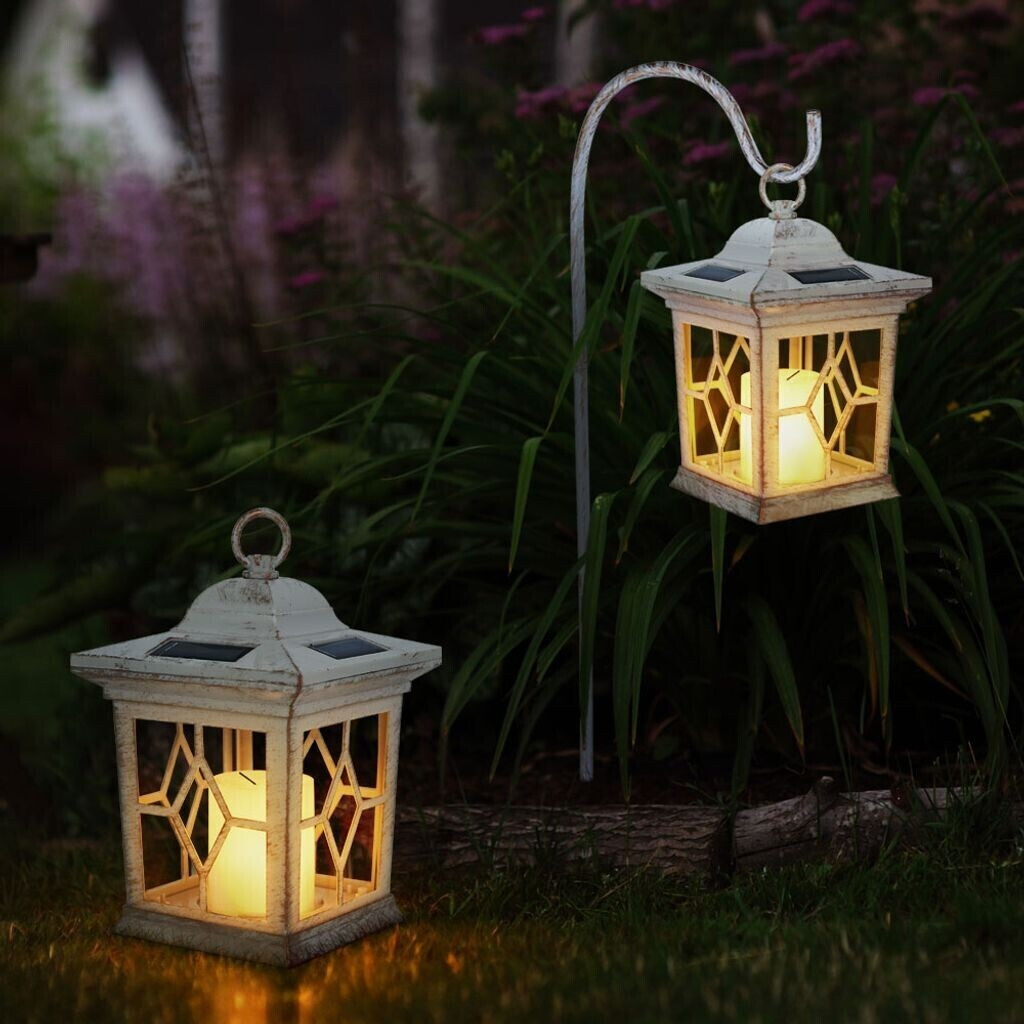 ETC Shop Solar lamp IP44 battery glass white clear golden LED warm white LxWxH 21x14.3x31cm