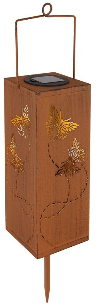 ETC Shop Solar lamp butterfly decorative punching metal LED LxH 10.2x26cm set of 2