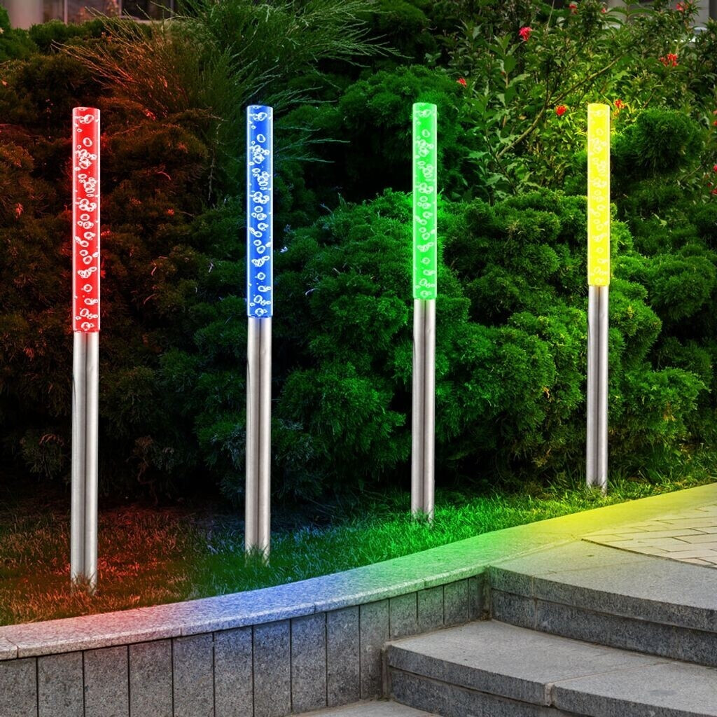 ETC Shop Color changing solar lamps air bubble optics 4x RGB LED DxH 2x48cm set of 8