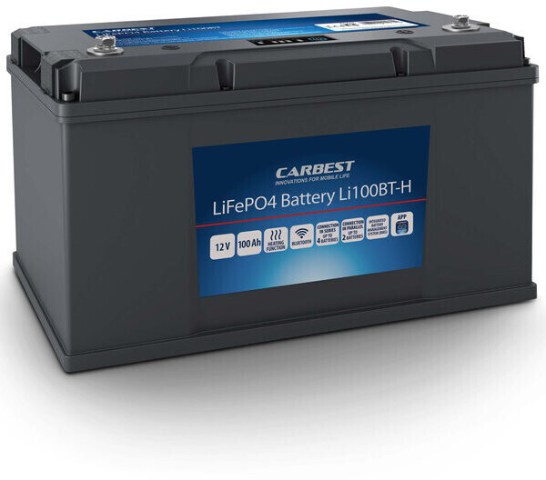 Lithium-Eisen-Phosphat Batterie (LiFePO4), 100 Ah, Carbest, mit Bluetooth