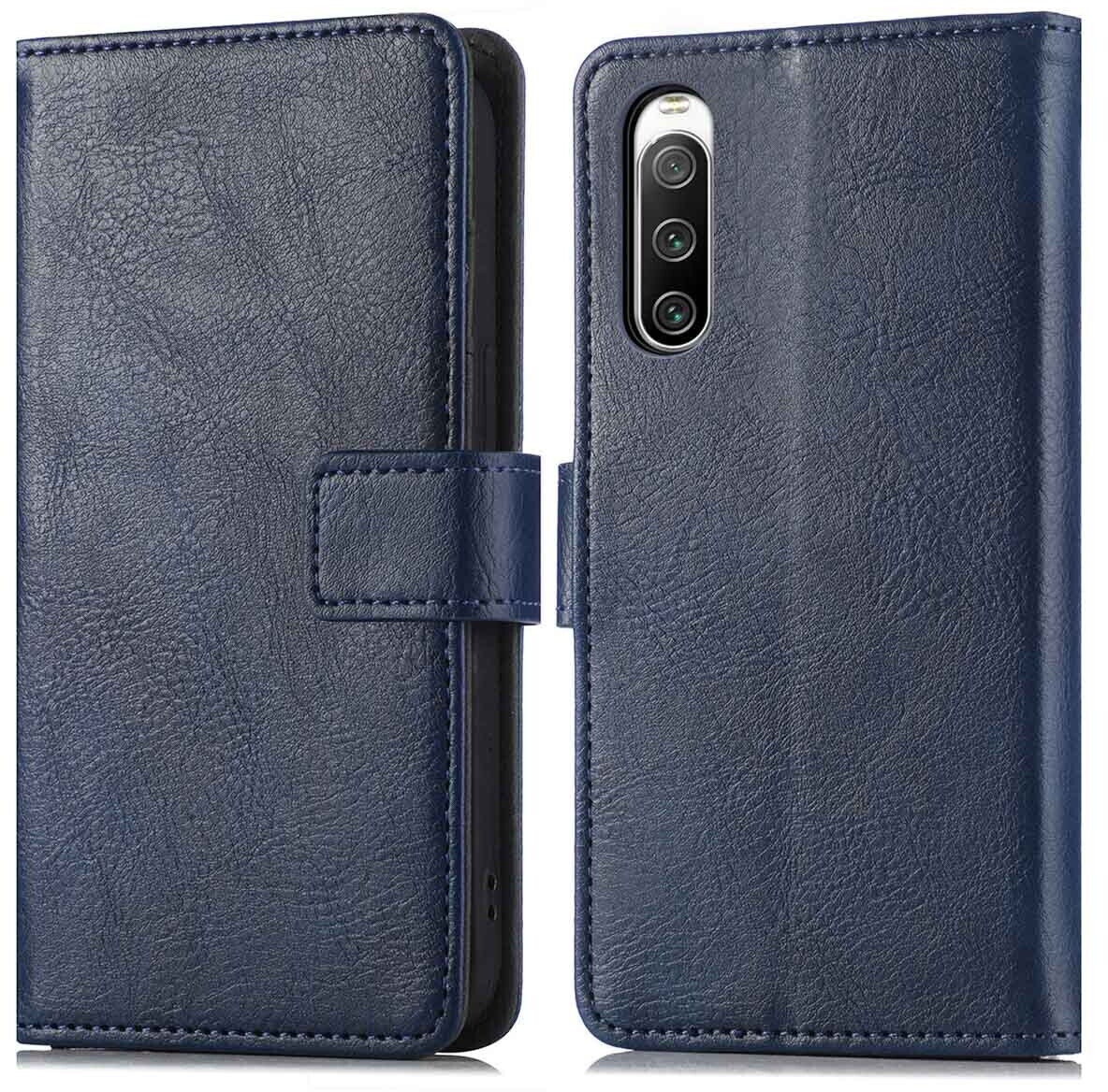 CASAFUNY Leder Flip Case Für Sony Xperia 10 VI – Klapphülle Mit Kartenfach, Magnetverschluss & Standfunktion (Schwarz)