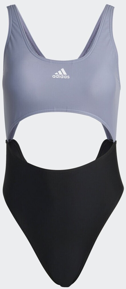 Photos - Swimwear Adidas Colorblock Swimsuit silver violet/black  (HR4415)