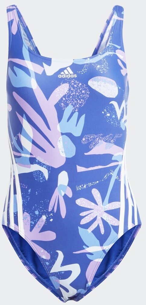 Adidas Floral 3-Stripes Swimsuit semi lucid blue/white (IB5994)