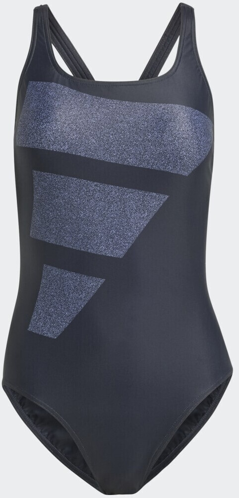 Photos - Swimwear Adidas Big Bars Graphic Swimsuit black/silver violet/white  (HR4381)