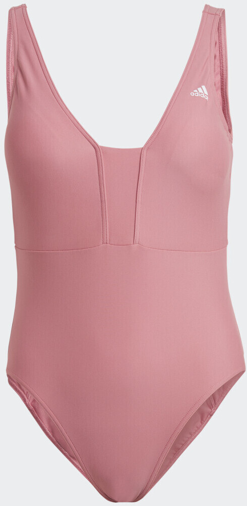 Photos - Swimwear Adidas Iconisea 3-Stripes Swimsuit pink strata/magic lilac/pink str 