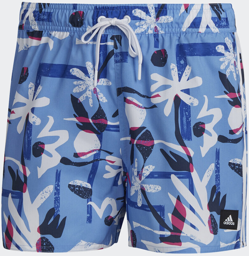 Photos - Swimwear Adidas Seasonal Floral CLX Very Short Length Swim Shorts blue fusio 
