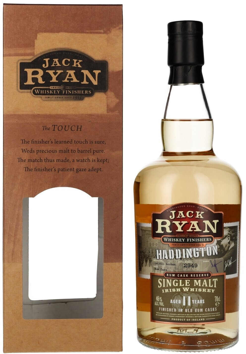 Jack Ryan Haddington 11 Years Old Single Malt Irish Whiskey Rum Cask Reserve 0.7l 46%