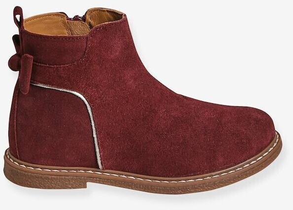 Vertbaudet Leather Boots For Girls purple dark solid