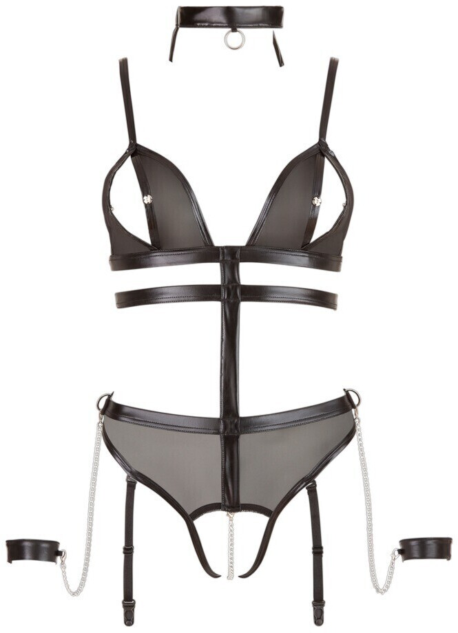 Cottelli Collection Wetlook and Tulle Ouvert Body