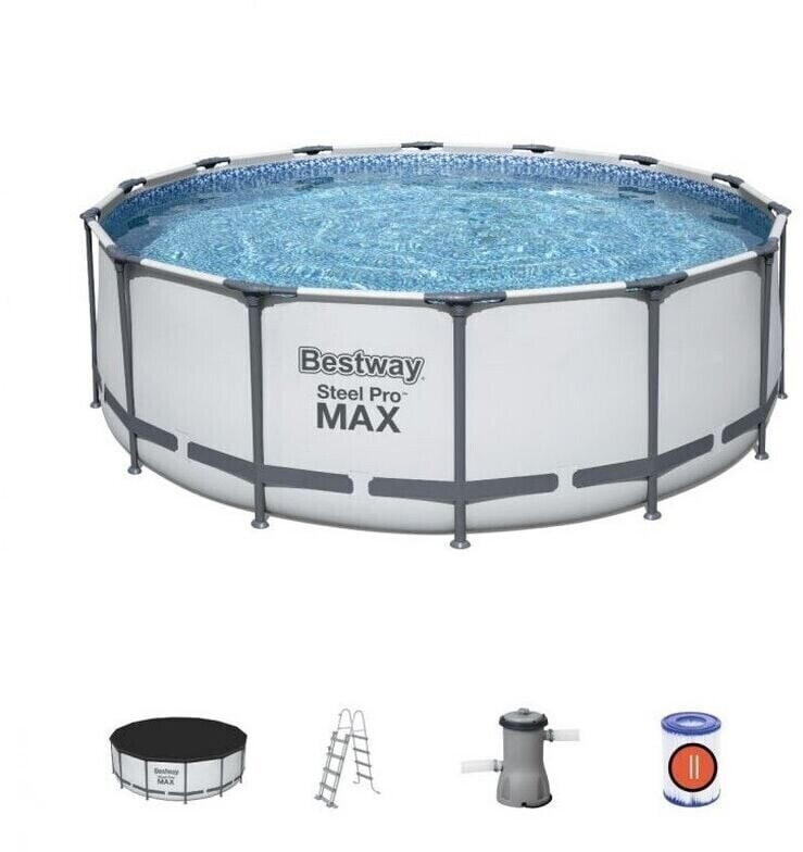 Bestway 5612 x Steel Pro max 427 x 122 cm échelle, avec pompe de filtration (11375156)
