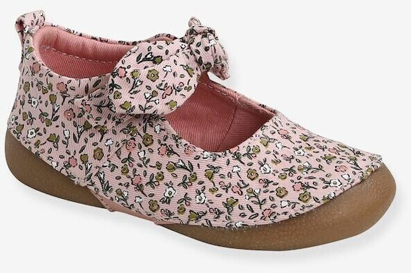 Vertbaudet Mary Janes For Baby Girls In Printed Canvas pink light all over printed