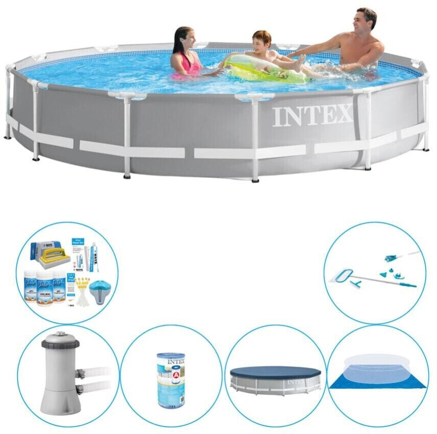 Intex Intex Prism Frame 400 x 200 x 100 cm tapis de sol, échelle, tapis de sol, skimmer, skimmer, bâche de protection, kit traitement eau piscine, liner, bâche de protection (81535035)