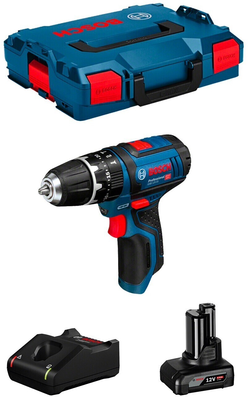 Bosch GSB 12V-15 Professional 1x batterie 6,0 Ah avec GAL12V-40 L-Boxx 102