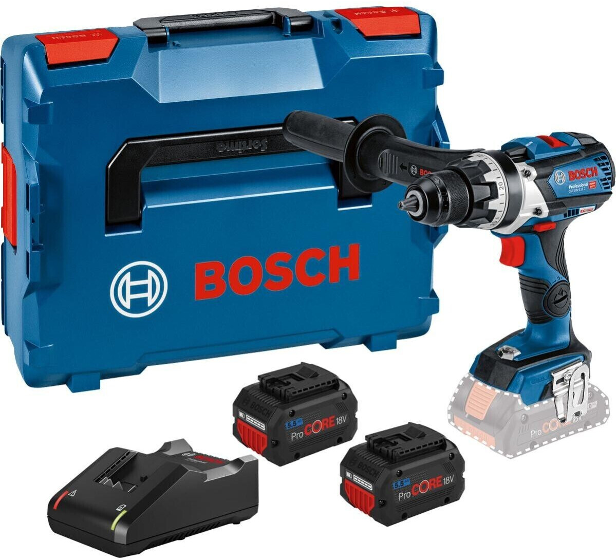 Bosch GSR 18V-110 C Professional 2x batteries 5,5 Ah avec chargeur et L-Boxx