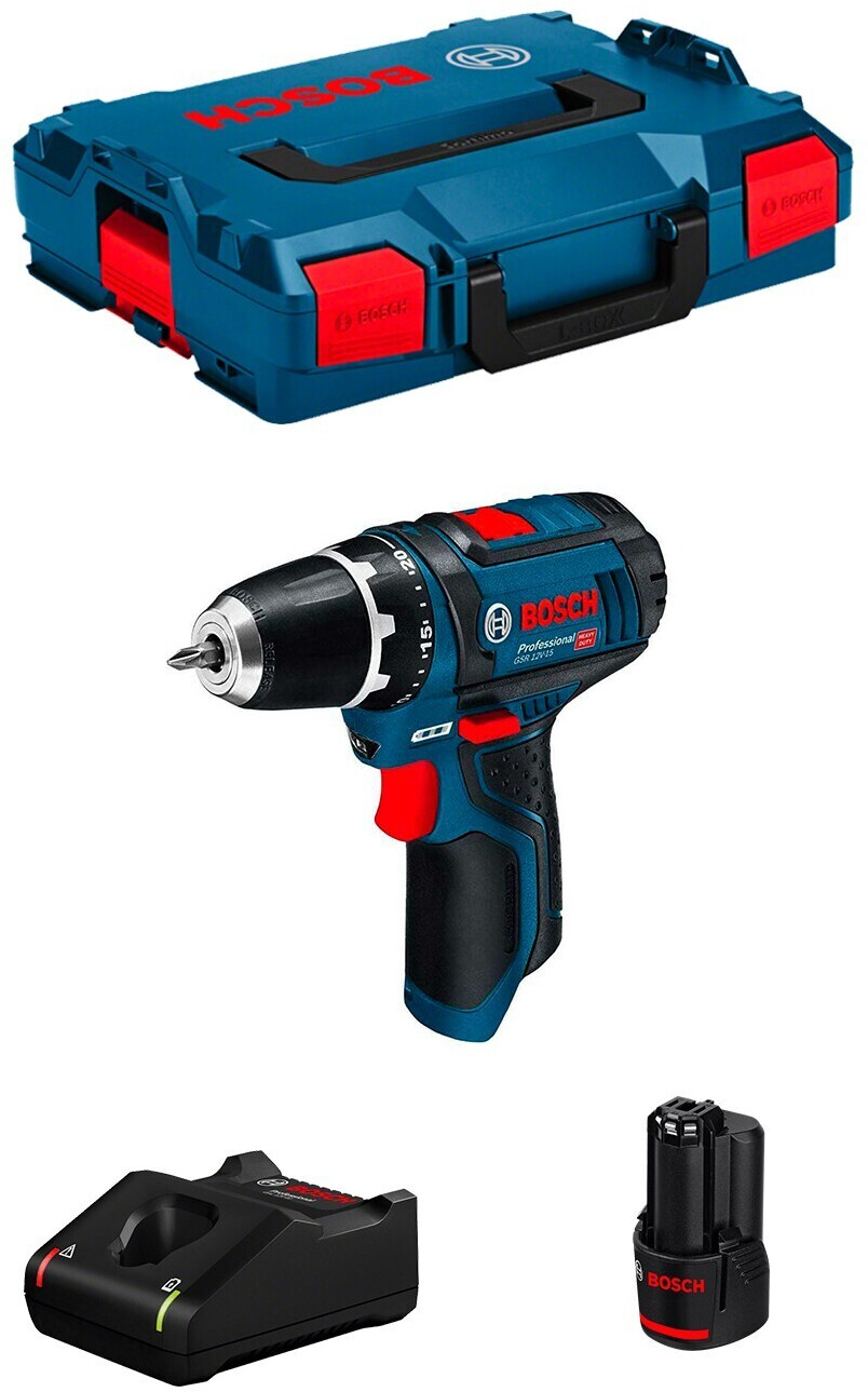 Bosch GSB 12V-15 Professional 1x batterie 3,0 Ah GAL12V-40 L-Boxx 102