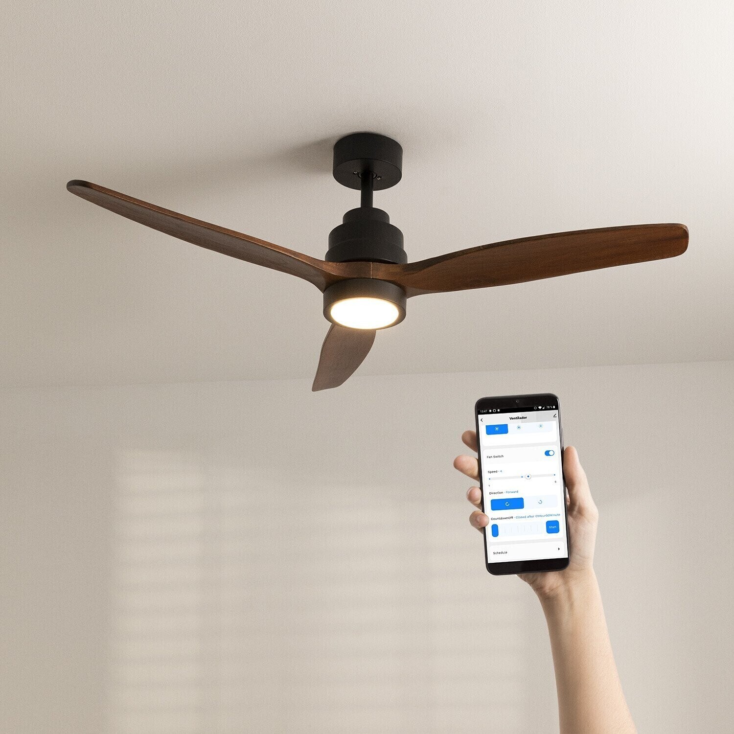 CREATE WINDSTYLANCE DC noir & bois foncé avec lumière Wi-Fi