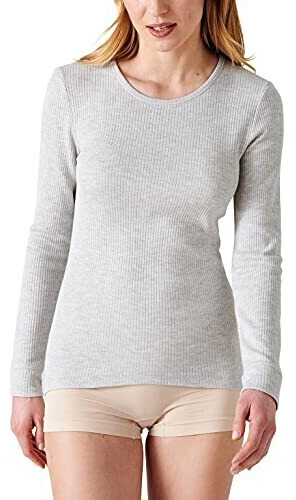 Damart T-shirt femme côte Richelieu col rond Thermolactyl gris chiné