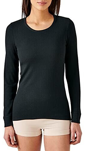 Damart T-shirt femme côte Richelieu col rond Thermolactyl noir