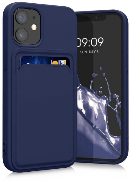 kwmobile Hülle kompatibel mit Apple iPhone 12 Mini - Handyhülle mit Fach für Karten - Handy Cover Case in Dunkelblau