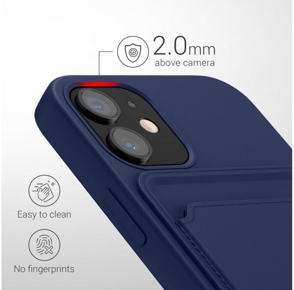 kwmobile Hülle kompatibel mit Apple iPhone 12 Mini - Handyhülle mit Fach für Karten - Handy Cover Case in Dunkelblau, Bild 3