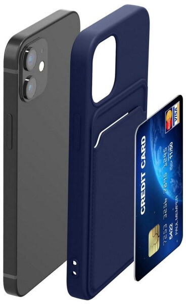 kwmobile Hülle kompatibel mit Apple iPhone 12 Mini - Handyhülle mit Fach für Karten - Handy Cover Case in Dunkelblau, Bild 5