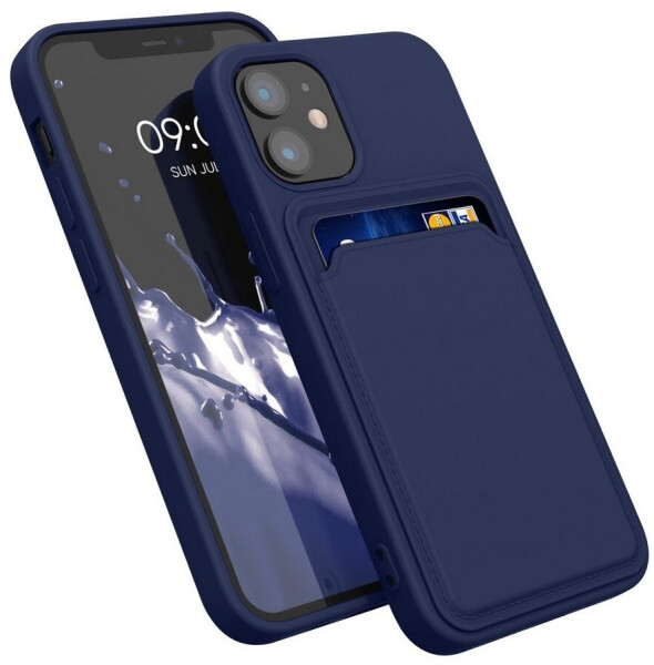 kwmobile Hülle kompatibel mit Apple iPhone 12 Mini - Handyhülle mit Fach für Karten - Handy Cover Case in Dunkelblau, Bild 8